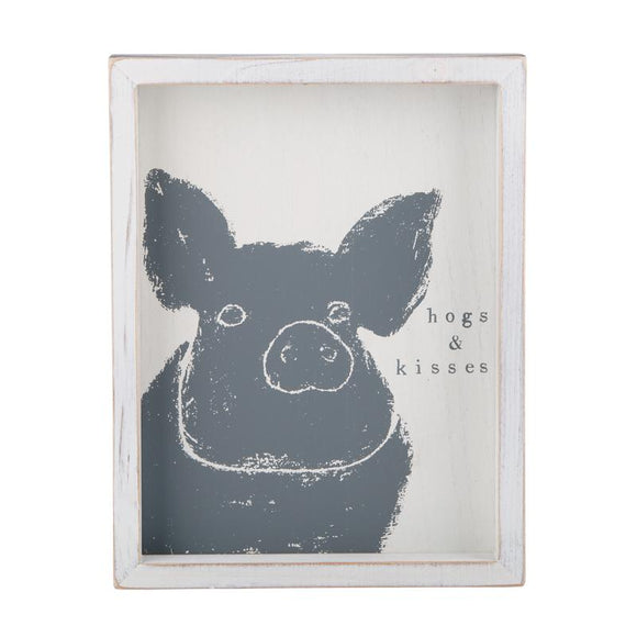 Glory Haus GH 35110504 Hogs & Kisses Framed Board
