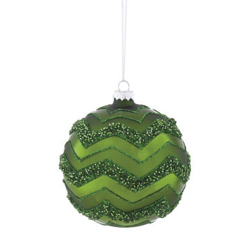 Evergreen Enterprises Inc. EE 3OTG170 Emerald Glitter Chevron Glass Ornament