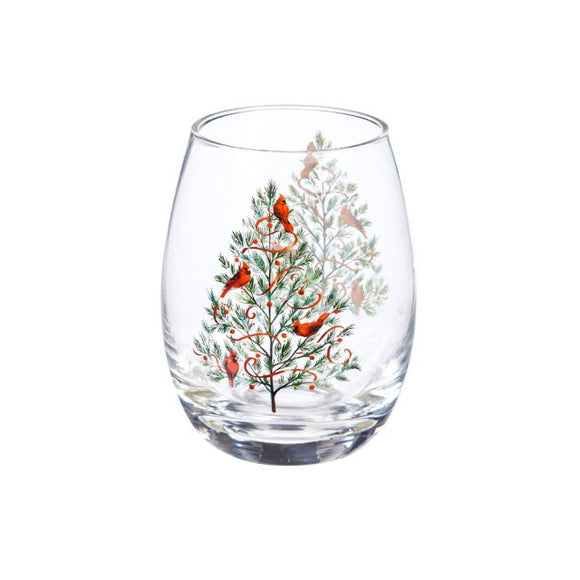 Evergreen Enterprises Inc. EE 3SL7728 STEMLESS WINE GLASS - CHRISTMAS HERITAGE IN A GIFT BOX