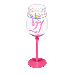 Evergreen Enterprises Inc. EE 3CCWG7369A Color Changing "21st Birthday Confetti" Wine Glass