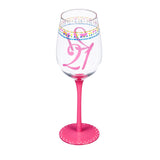 Evergreen Enterprises Inc. EE 3CCWG7369A Color Changing "21st Birthday Confetti" Wine Glass
