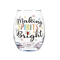 Evergreen Enterprises Inc. EE 3SL213 Stemless Wine Glass w/Gift Box 17 oz. Making Spirits Bright
