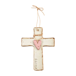 Mud Pie MP 40030225 Heart Stoneware Cross