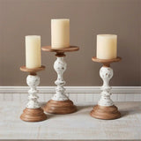 Mud Pie MP 40960029 Wooden Rustic Candlestick