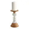 Mud Pie MP 40960029 Wooden Rustic Candlestick