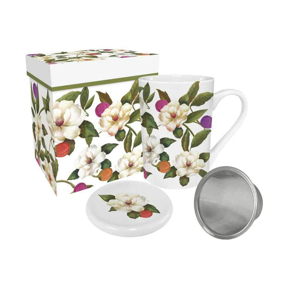 Paperproducts Design PD 41023 Southern Magnolias Tea Mug w/Lid & Strainer