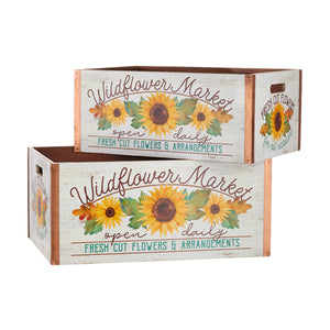 Raz Imports RZ 4112305 18.5" Wildflower Market Crate