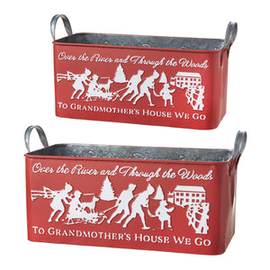 Raz Imports RZ 4159088 20" To Grandmother's House We Go Embossed Container