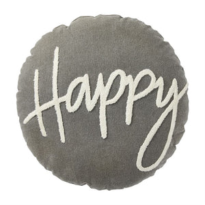 Mud Pie MP 41600434 "Happy" Round Canvas Pillow