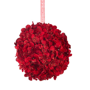 Raz Imports RZ 4160806 6.75" Red Glittered Floral Ball Ornament