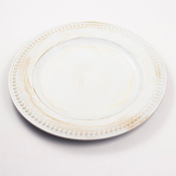 The Royal Standard TRS 43373 Beaded Charger Antique White