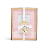 Two's Company TC 44156-20 Star is Born 4" x 6" Photo Frame and Hand-Crafted Beech Wood Bird Rattle in Gift Box