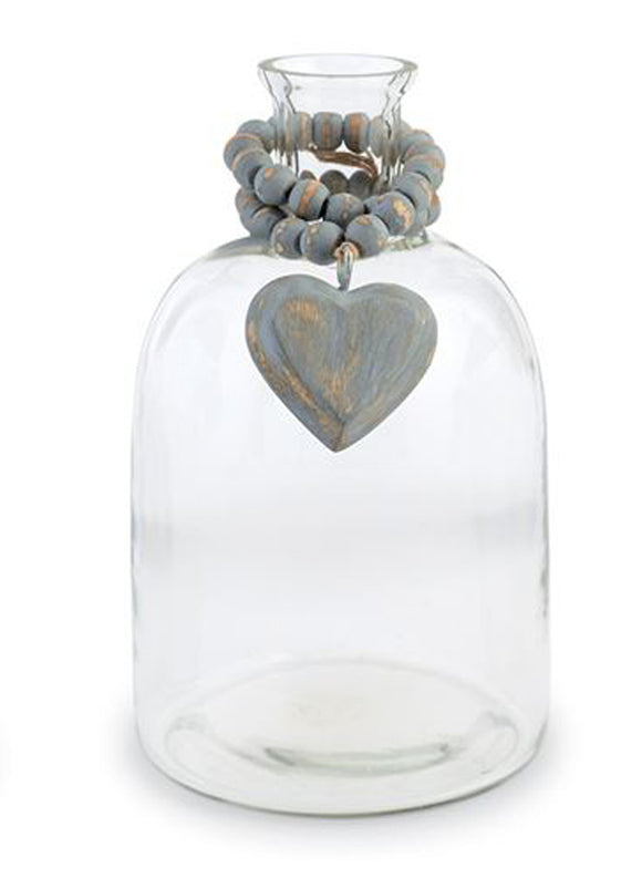 Mud Pie MP 47700074 Heart bud vase with beads