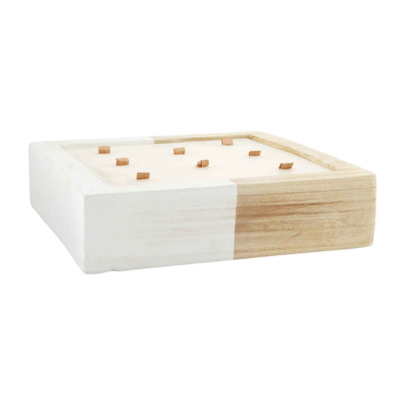 Mud Pie MP 49800201L Large Paulownia Square Wood Candle
