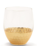 Two's Company TC 52834 Gold Faceted Wine Glasses