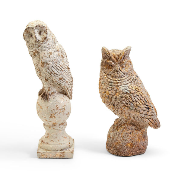 Two's Company TC 53229 Night Watch Antiqued Owl Statues Assortment of 2 Designs