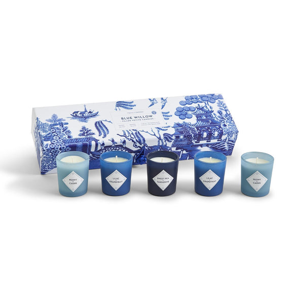 Two's Company TC 53294 Blue Willow Scented Votive Candle - Set of 5