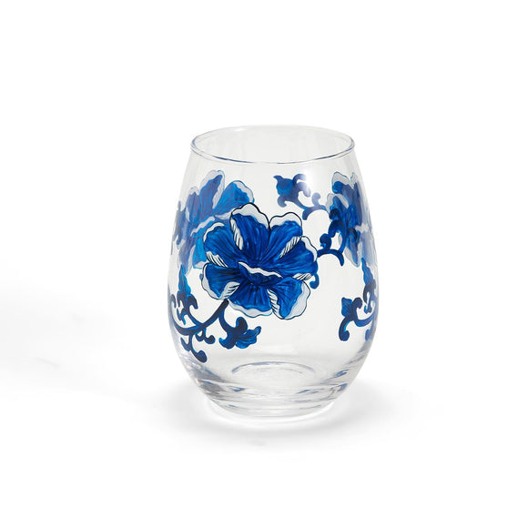 Two's Company TC 53430 Chinoserie Hand-Painted Stemless Wine Glass