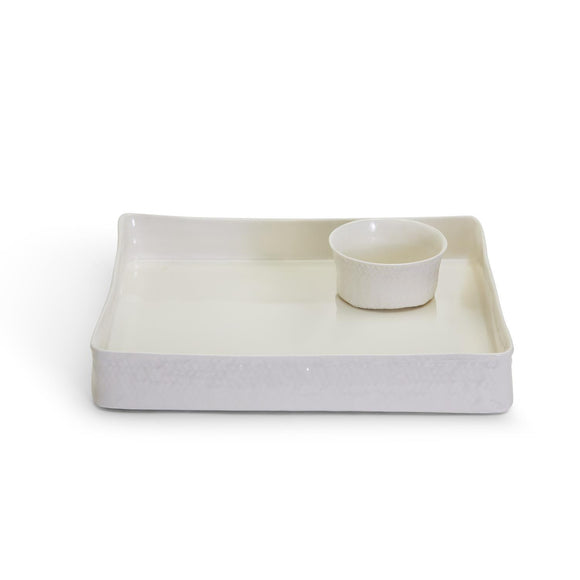 Two's Company TC 53553 Basketweave Serving Platter and Bowl Set