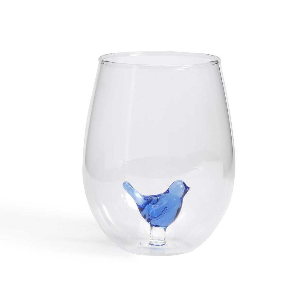 Two's Company Blue Bird Wine Glass