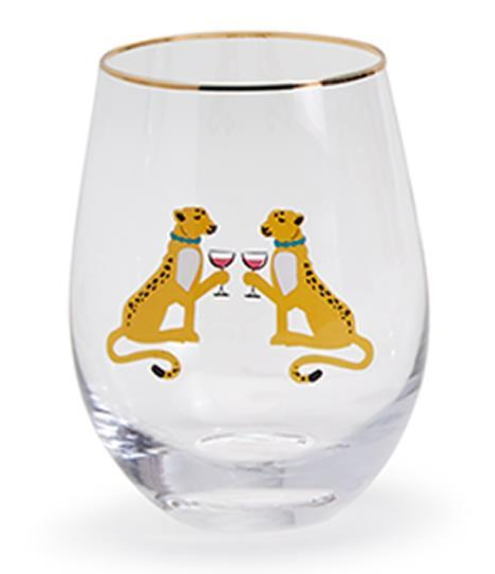 Two's Company TC 53863x Animal Party Stemless Wine Glass  Piper Lillies  Gift Shoppe