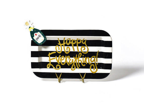 Coton Colors CC HAPEV-165BLK Black Stripe Happy Everything Mini Rectangle Platter W/Champagne Attachment