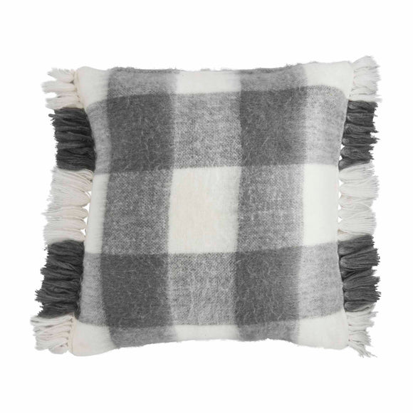 Mud Pie MP 41600548 Gray Checked Brushed Pillow