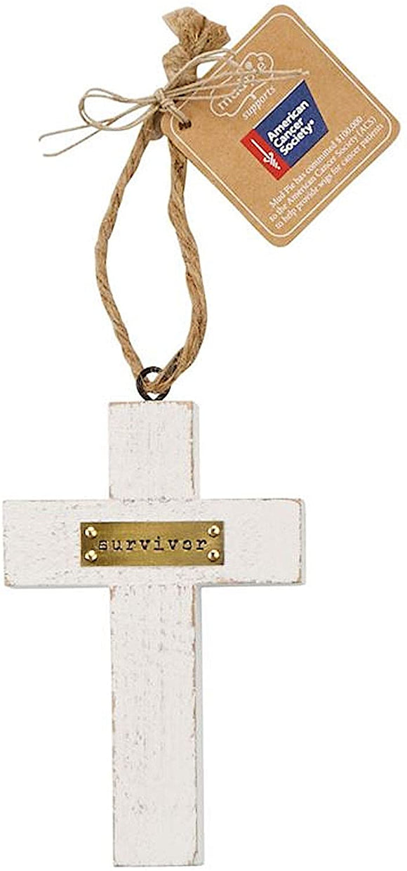 Mud Pie MP 46700023 SURVIVOR CROSS WOOD ORNAMENT AMERICAN RED CROSS