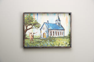 Glory Haus GH 11100001 Blue Roof Church Framed Canvas