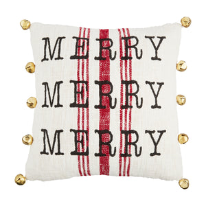 Mud Pie MP 41600595M Merry Jingle Bell Pillow