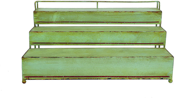 Creative Co-Op CCOP DA4599 Green Distressed Metal 3 Shelf Rack
