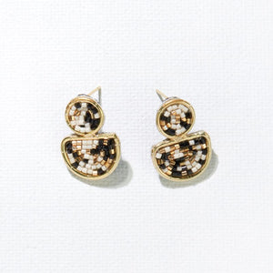 Ink + Alloy IA CBER0700 Confetti Beads Brass Half Circle Frame Post Earrings - .6"