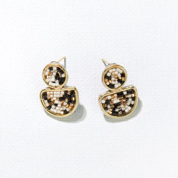 Ink + Alloy IA CBER0700 Confetti Beads Brass Half Circle Frame Post Earrings - .6