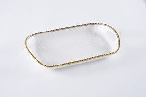 Pampa Bay PB CER2702WG Rectangular Tray w/Handles White with Gold Trim