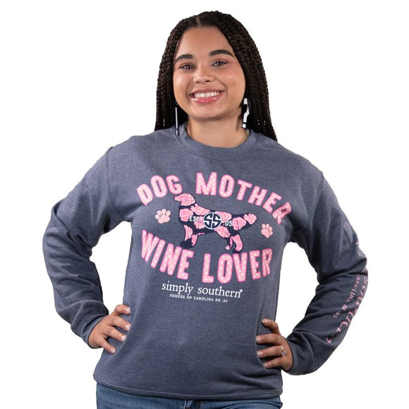 Simply Southern SS HTHRNVY Sweatshirt Dog Mother Wine Lover