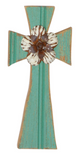 Creative Co-Op CCOP DA4924A Wood & Metal Cross Wall Décor with Floral Accent