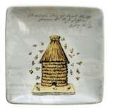 Creative Co-Op CCOP DA5200A  Square Stoneware Plate with Bees, 4"