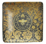 Creative Co-Op CCOP DA5200A  Square Stoneware Plate with Bees, 4"