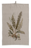 Creative Co-Op CCOP DF6730A Cotton & Linen Printed Tea Towel w/Botanical Image & Loop