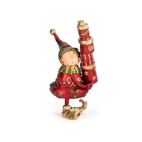Dekorasyon Gifts DG EP0Q957RC Holly Berry Sprinkle Elf With Gifts Ornament