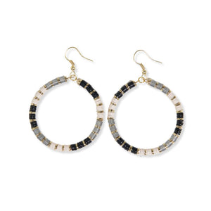 Ink + Alloy IA GZER0380 Fonda Gold Stripe Dangle Hoop Earrings