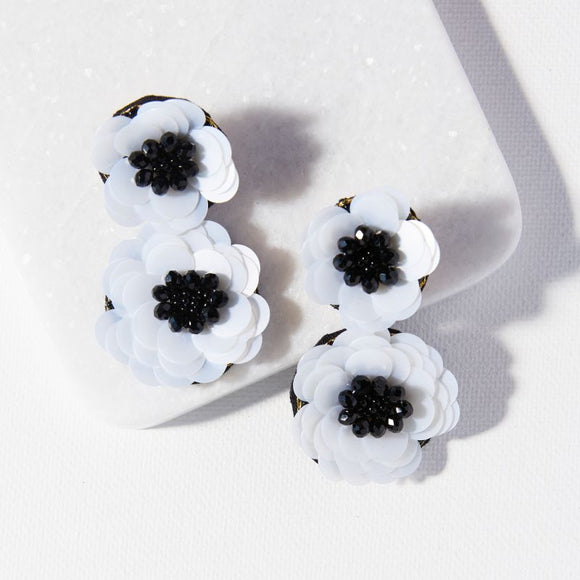 Ink + Alloy IA HHER0203 Pearl Double Flower Post Earrings - 2.75