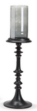 Two's Company TC HIT931x Black Candle Holder with Smoke Glass Cup