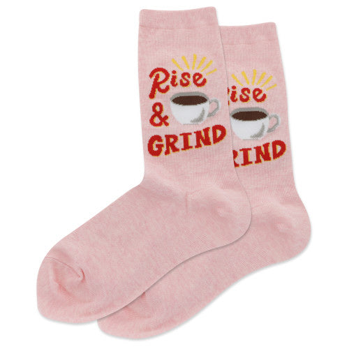 Hot Sox HS HSW10063 Women's Rise & Grind Crew Socks - Pink