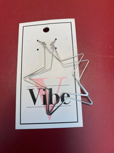 Vibe Jewelry VJ VE3248-9 Silver Open Star Earrings