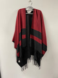Ellison Young EY Reversible Black/Red Ruana Style Poncho