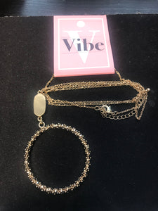 Vibe Jewelry VJ VN.5230-15 32' Gold Plated Chain with Textured Gold Circle Pendant