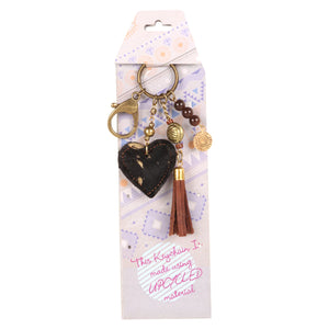 Vaan & Co VC KHT02 Leather Black Heart Hairon Key Chain 02