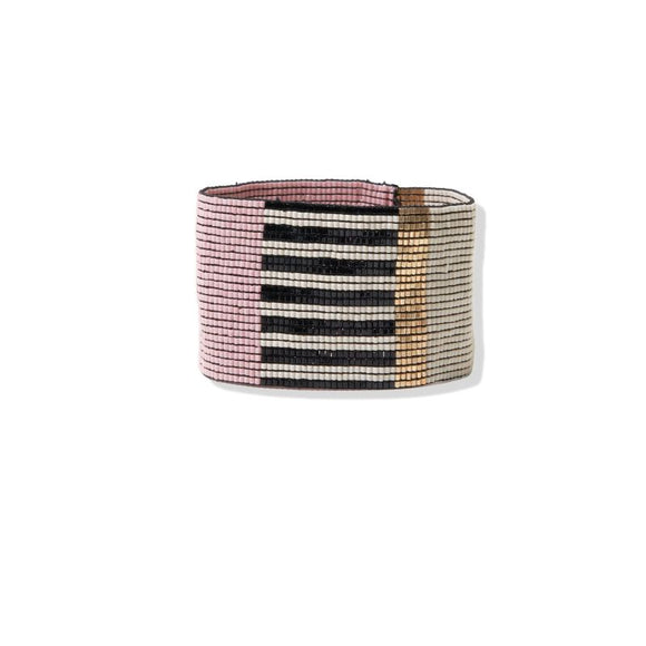 Ink + Alloy IA LXBR Brooklyn Color Block & Stripe Beaded Stretch Bracelet - Blush 1.5