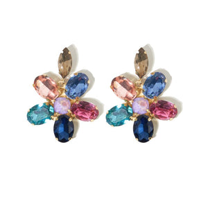 Ink + Alloy IA PMER0001 Rainbow Flower Crystal Drop Earring 1.75"